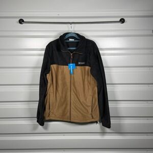 Columbia Steens Mountain Full Zip 2.0 Jacket Mens M Black Tan Fleece Regular Fit